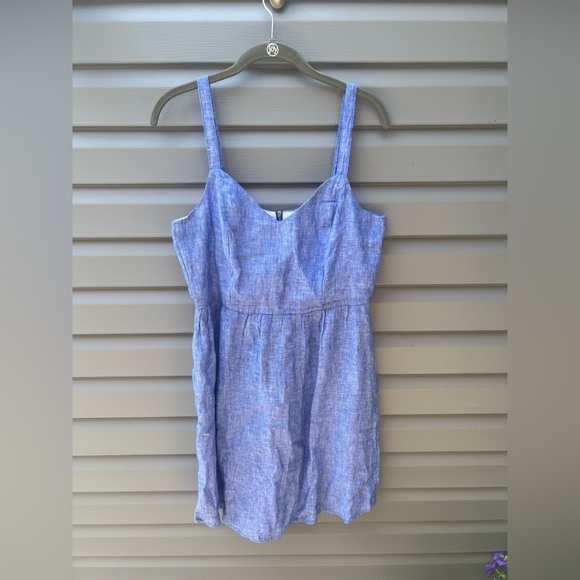 Cynthia Rowley 100% LINEN Chambray Dress Sleeveless Fit And Flare Women’s Sz M - Picture 1 of 7